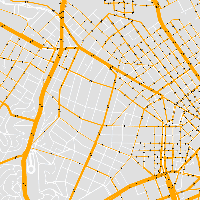 Mapa ilustrativo dos fluxos veiculares no nÃ­vel da rua