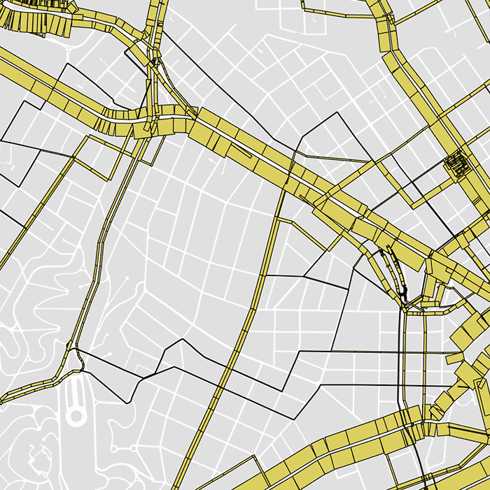 Mapa ilustrativo do carregamento de Ã´nibus. Destaque para o Corredor da Av. SÃ£o JoÃ£o