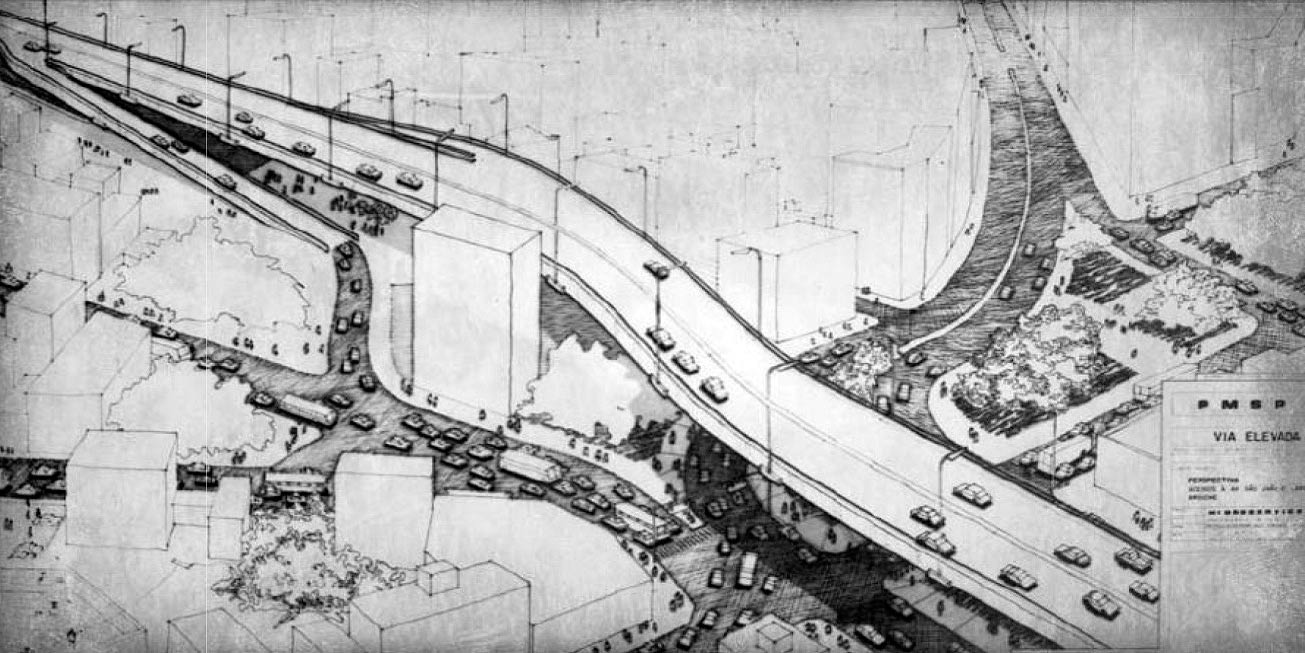 Perspectiva do projeto original, 1969 (trecho sobre o Largo do Arouche)